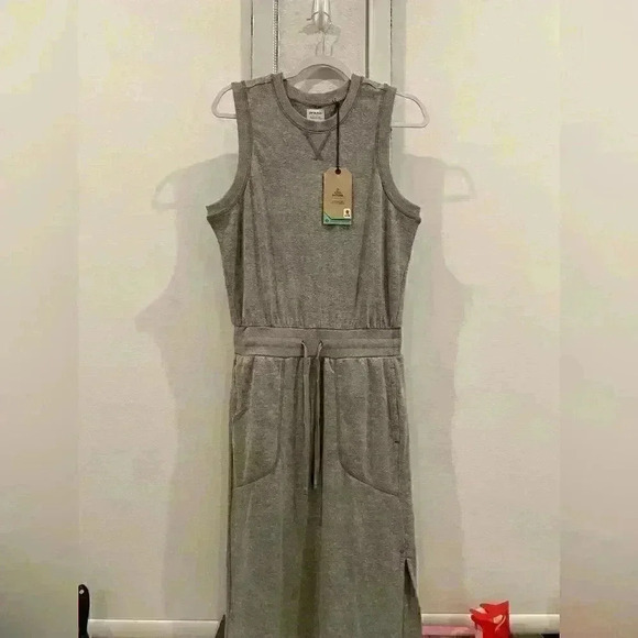 NWT prAna Heather Gray Cozy Up Beach Hopper Blouson Dress Sz M - Picture 4 of 6